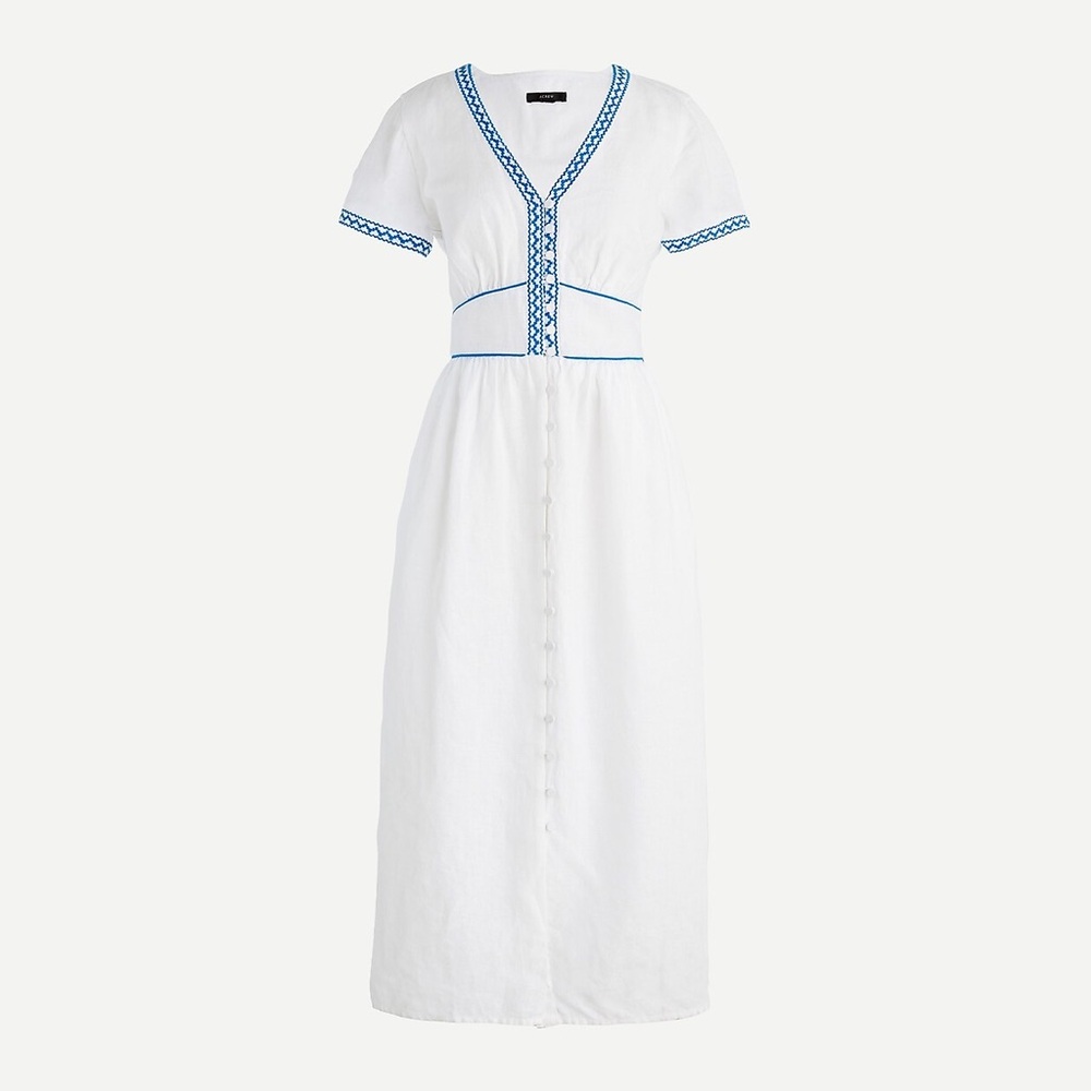 J.Crew linen embroidered dress